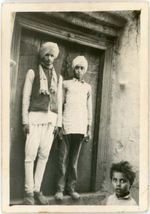 Khush (Left) with Two Boys, Native Village, Rurkee, Punjab, India, c 1950.  Courtesy of the Khush Family.