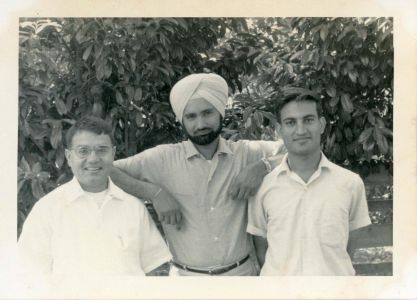 Gurdev Khush With Two Men, c 1950s.  Courtesy of the Khush Family.