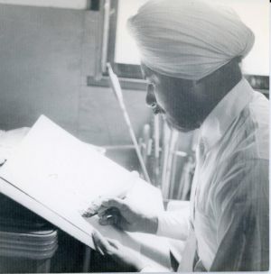 Hari Singh Everest at Desk, CA, Circa 1950s.  Courtesy of the Everest Family.