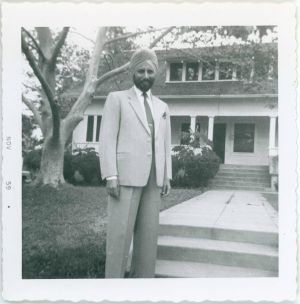 Hari Singh Everest in Front of a House, CA, November 1959.  Courtesy of the Everest Family.