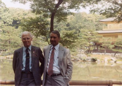 Norman Borlaug and Gurdev Khush, Kyoto, Japan, May 1990.  Courtesy of the Khush Family.