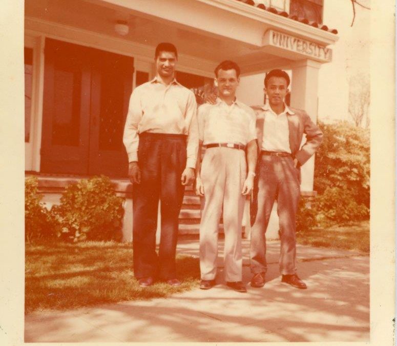 Arrival in Davis, CA, Corner of B and 2nd Streets, With Two Friends, 1957