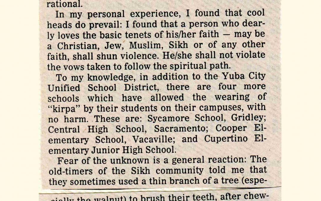 Kirpan School Controversy